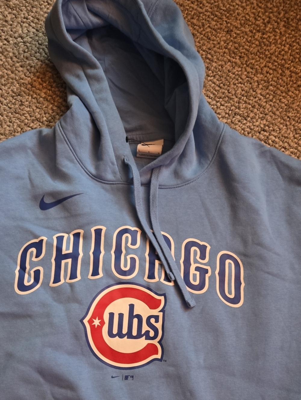 Nike Light Blue Chicago Cubs Crewneck Hoodie